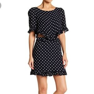 Short sleeve polka dot ruffle dress